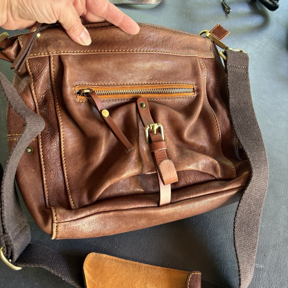 Sundance Brown Leather Hobo Handbag Purse Crossbody Bag Made In Italy Distressed